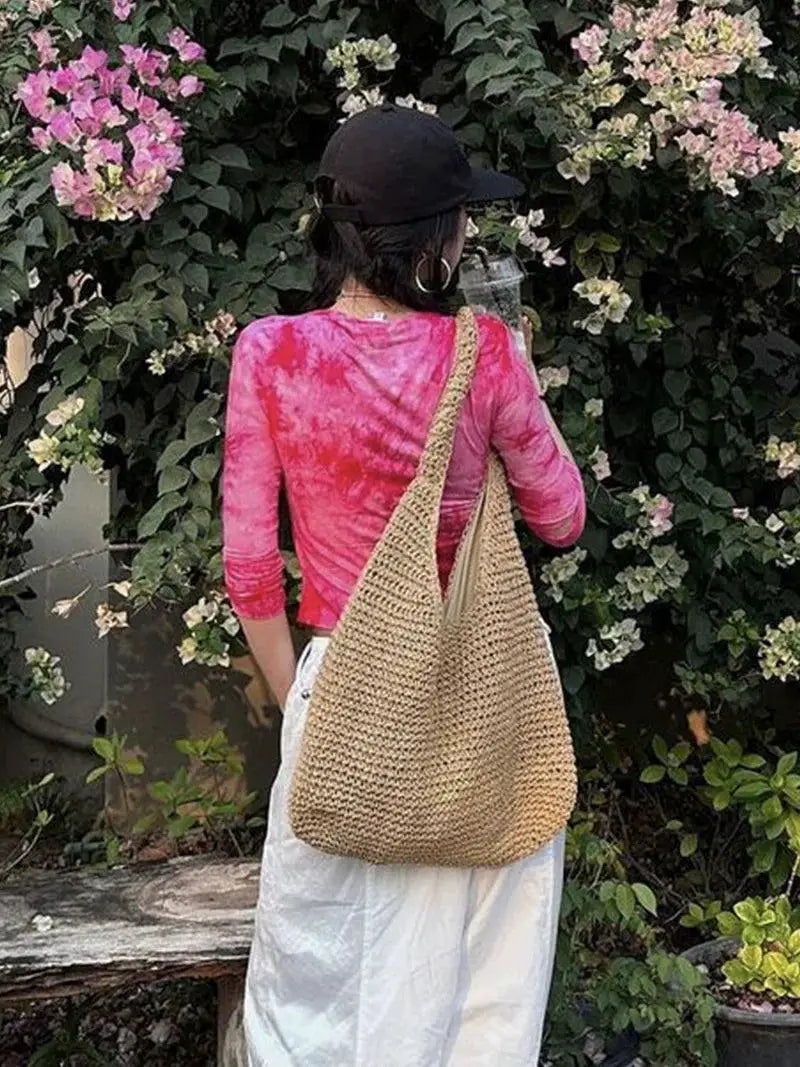 Seaside Chic Elegant Weaving Summer Straw Shoulder Bag