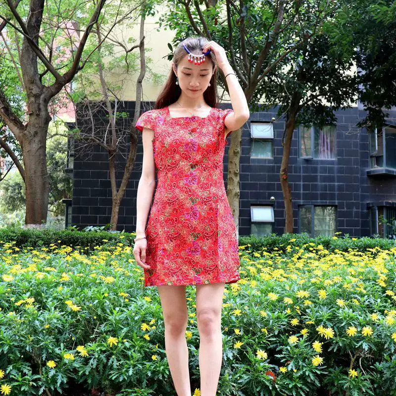 Bohemian Beaded Dress With Thai Embroidery Summer Chic