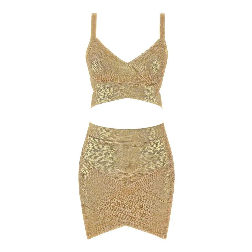 Golden V Neck Halter Dress For Summer Trendsetters