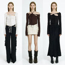 Korean Retro Off-Shoulder Top Autumn Style Essential