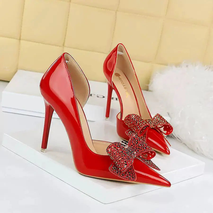 European High Heels Patent Leather Pumps For Elegance