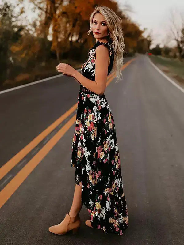 Floral Backless Beach Dress Boho Chic Summer Style