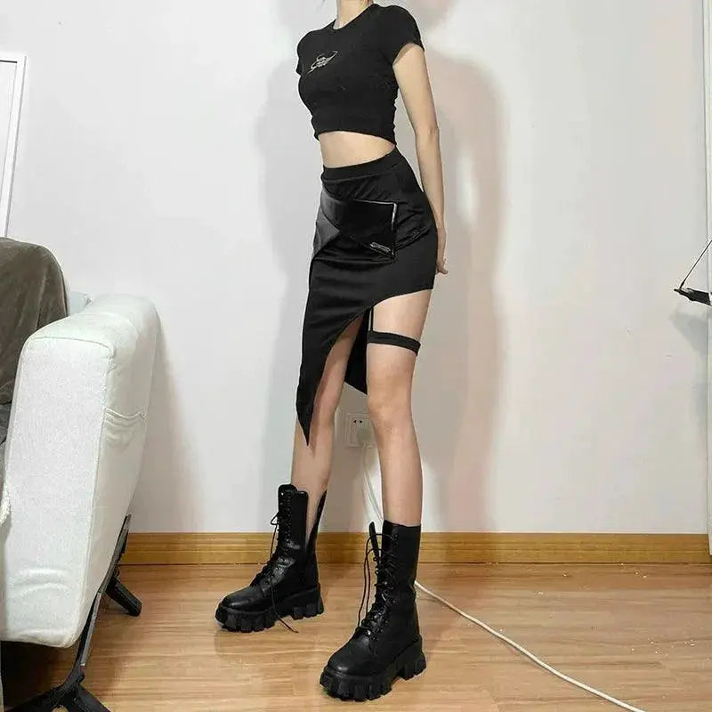 Kliou Asymmetrical Skirt Edgy Street Style For Youth