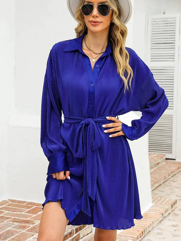 Fall 2024 New Arrival Pure Color Long Sleeve Dress For Fall