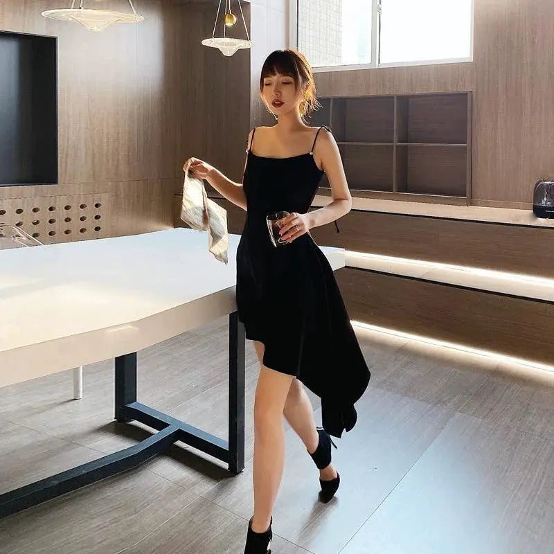 Alluring Backless Slip Dress For Party Fashion Statement