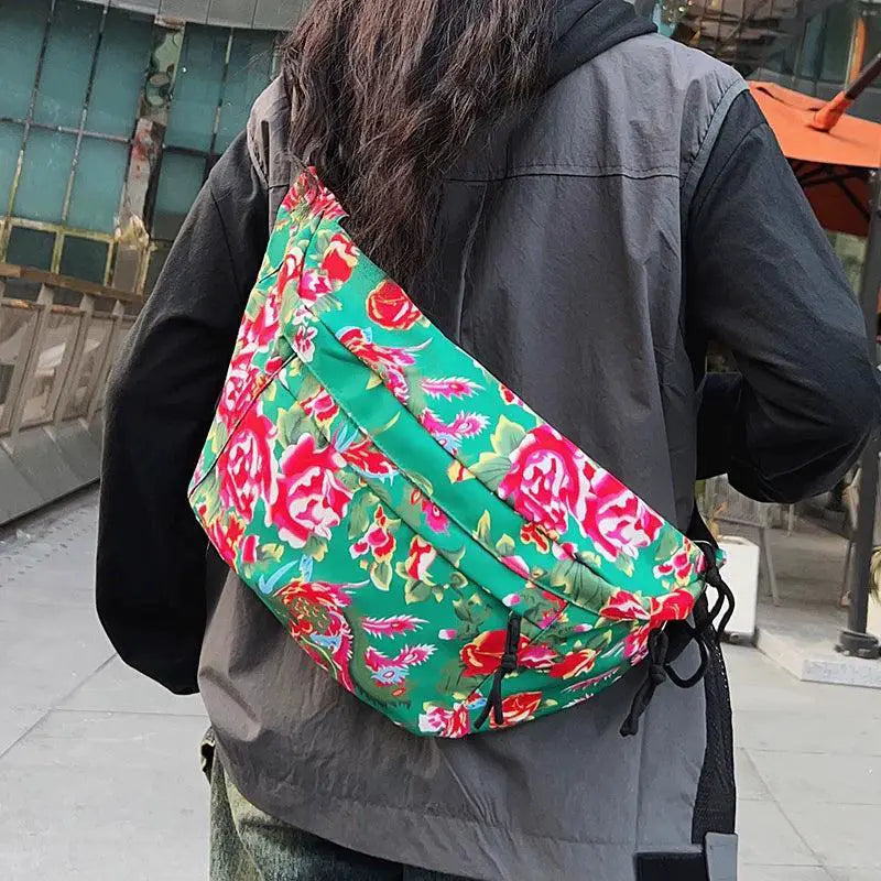Floral Chinese Chest Bag Foldable Stylish Fashion Accessory