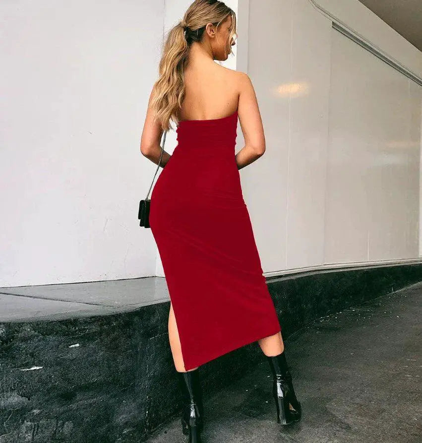 Wrapped Chest Side Slit Dress Summer Street Style Essential
