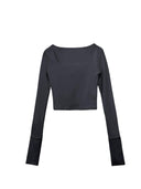 Square Neckline Long Sleeve Tee Urban Chic Fashion Statement