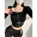 Chic Solid Long Sleeve T-shirt Fashion Forward Street Style