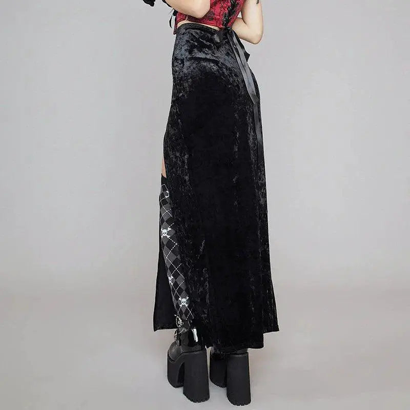 Gothic Punk Velvet Dress for Women Slim Fit Dark Charm
