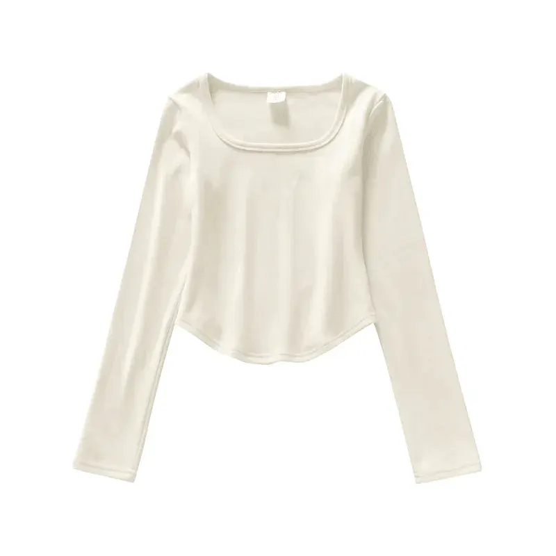 Apricot Dralon Winter Long Sleeve Shirt Korean Style