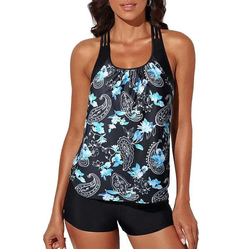 Conservative Split Swimsuit U Collar Tankini for Women — product view 9