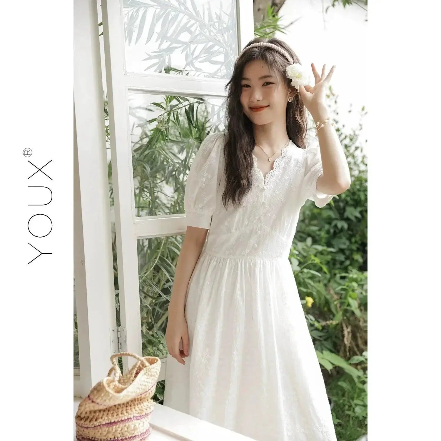 French Elegance V Neck Midi Dress for Summer Chic Fashion