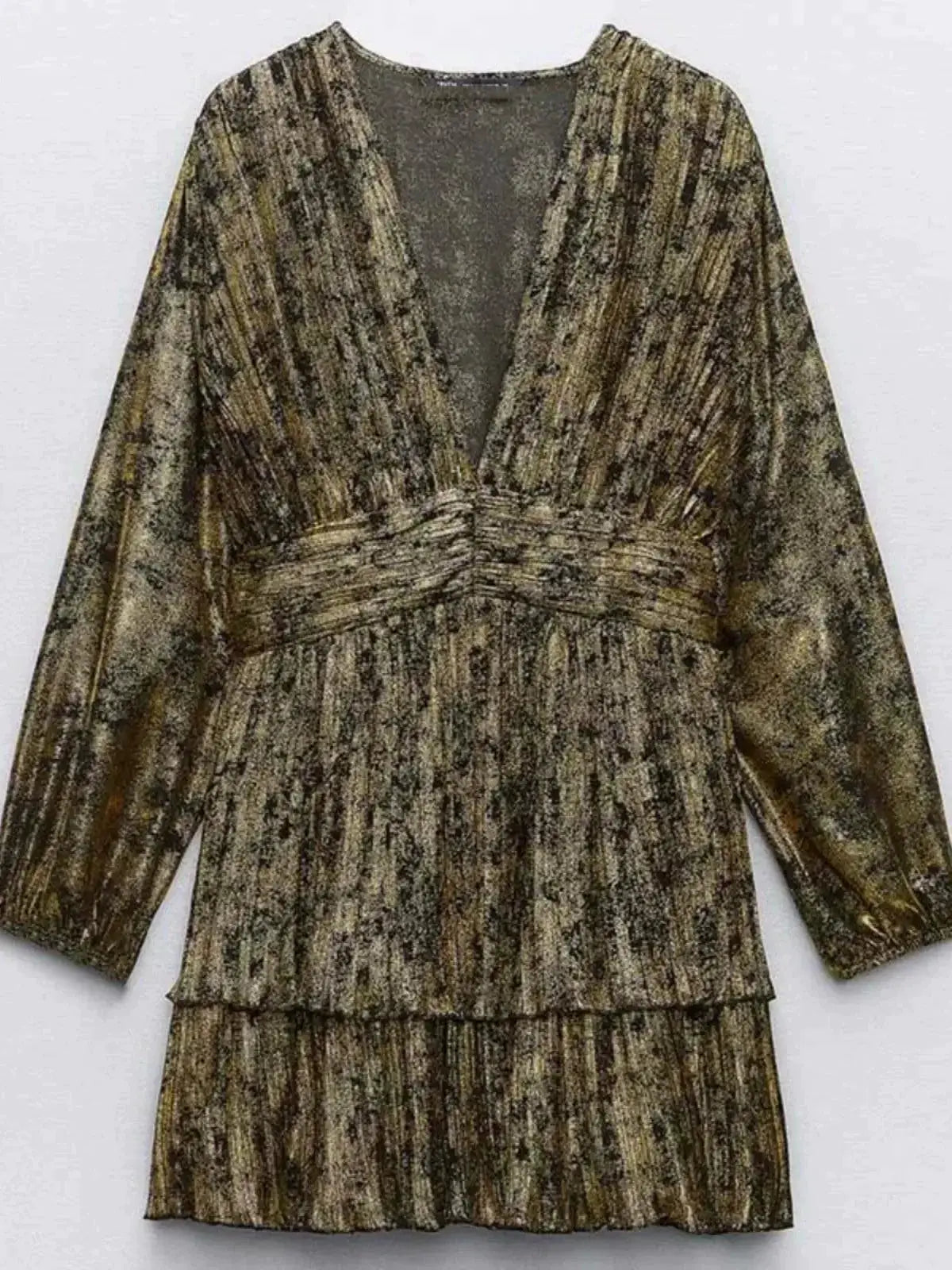 Laminated Metal Mini Dress Urban Elegance And Edginess