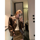 Autumn Brown Leather Skirt for Women Fit