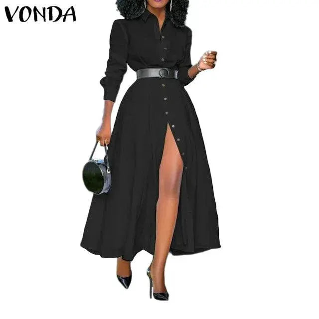 Stylish Split Party Dress Office Look Middle Waist Design
