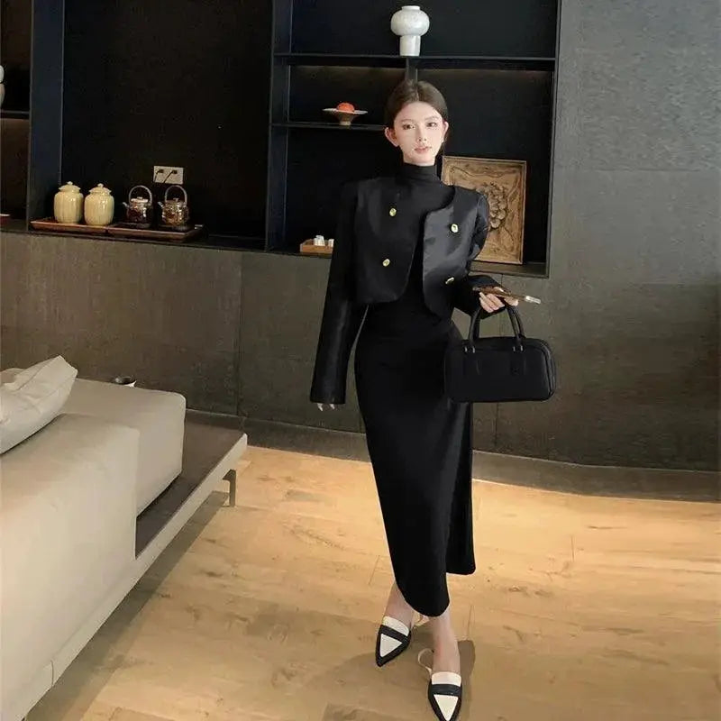 Maillard Salt Leather Turtleneck Coat Winter Style Essential