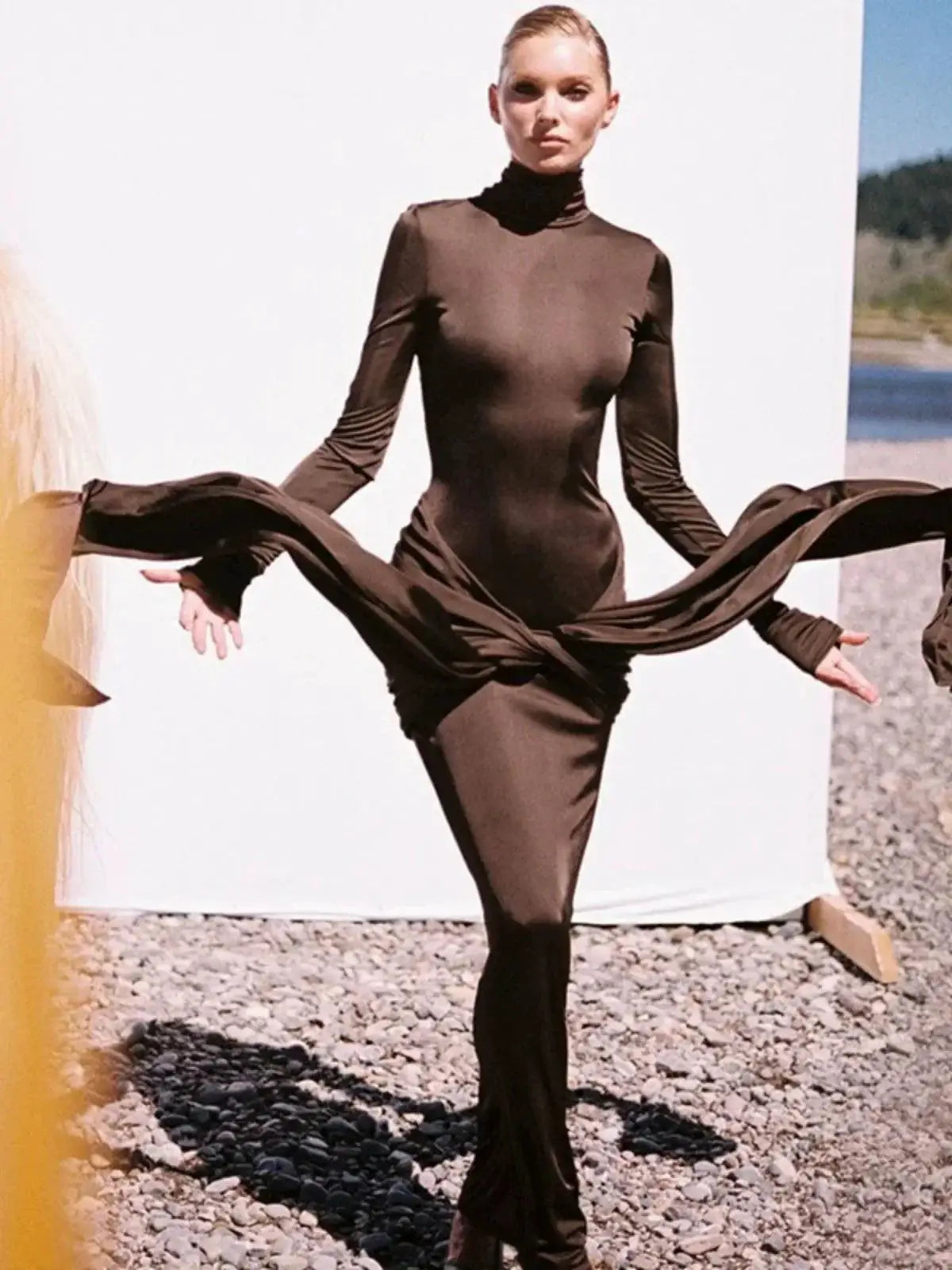 Desire Style Lace Up Turtleneck Dress Chic Autumn Fashion