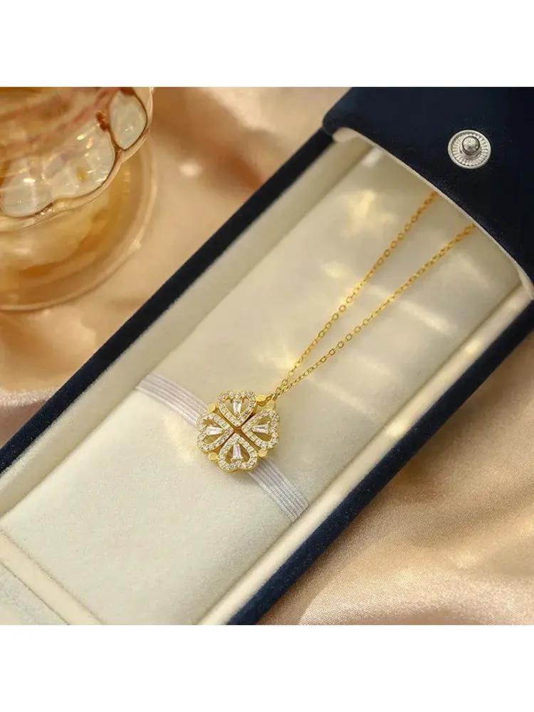 Four Leaf Clover Love Necklace Women Sterling Silver - OurLum.com