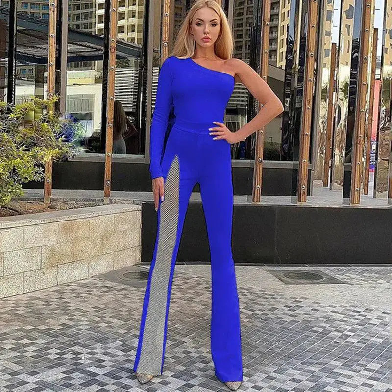 Sultry Sheer One Shoulder Jumpsuit Elegant Versatile Style
