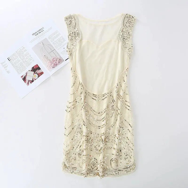 Elegant Sequins Mesh Dress Retro Style For Fashionistas