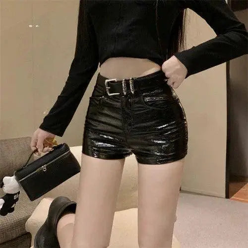 Sexy High Waist Patent Leather Short Shorts Street Style