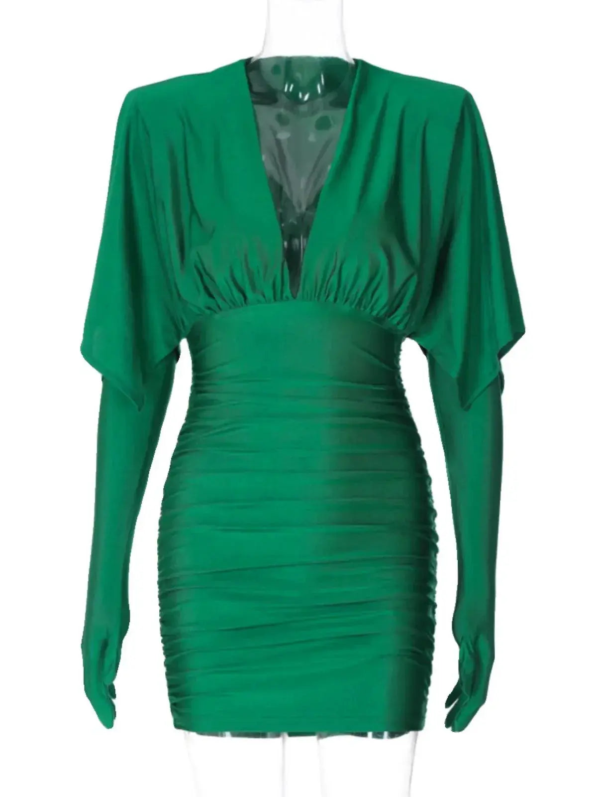 Socialite Pleat Evening Party Dress Gloves Elevate Style