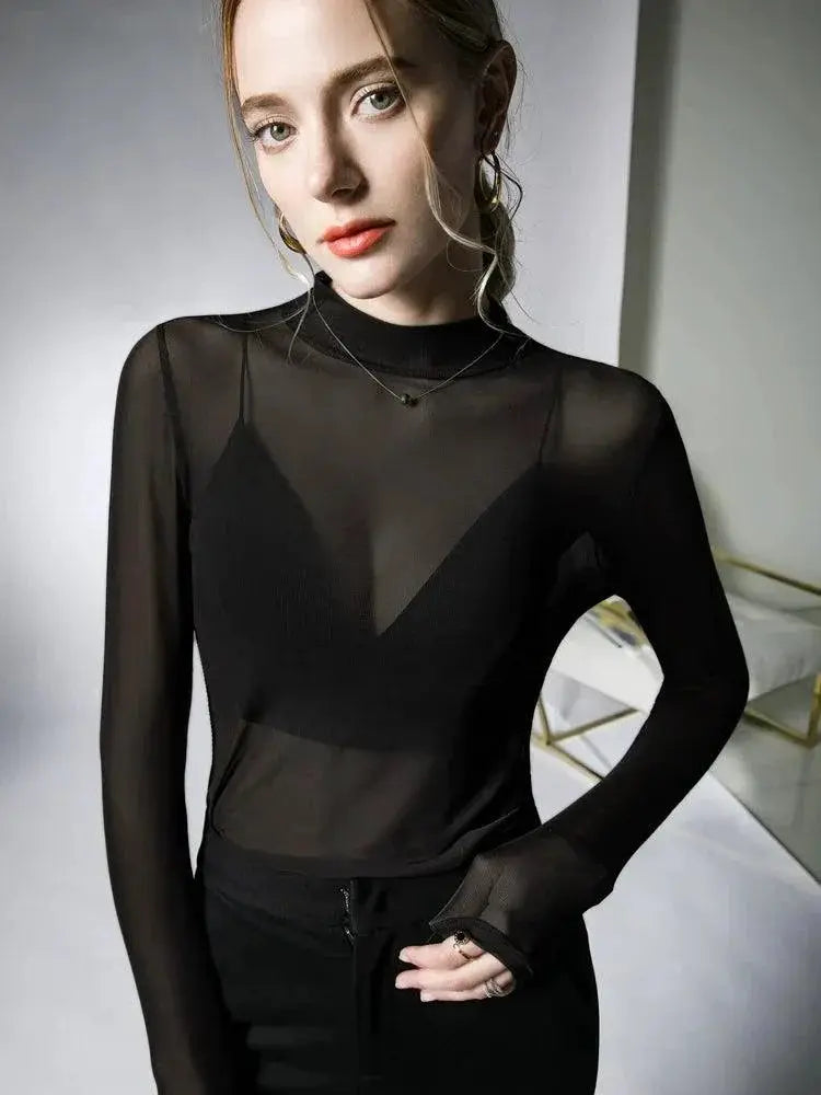 Elegant Mesh Top Sophisticated Spring Style For Women