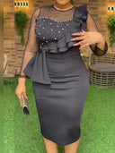 Elegant Mesh Beads Plus-Size Party Dress Sophisticated Glamour