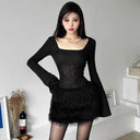 Sylcue Long Sleeve Dress Sophisticated Slim Fit Apparel