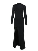 French Mesh Patchwork Dress Chic Autumn Winter Style