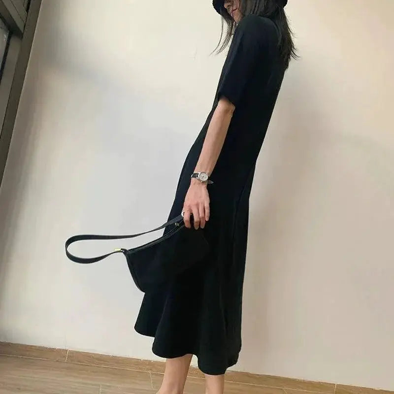 Chic Black Korean Style T Shirt Skirt Summer Fashion
