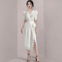 Chic V-Neck Lace Dress for Elegant Summer Spring Style