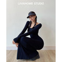 Fishtail Sheath Dress Seductive Square Collar Stylish Versatile