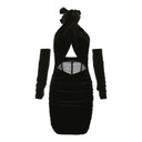 Slimming Backless Halter Dress for Women