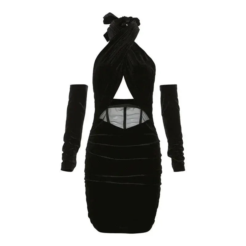 Sylcue Alluring Backless Halter Dress for Women Evening Wear