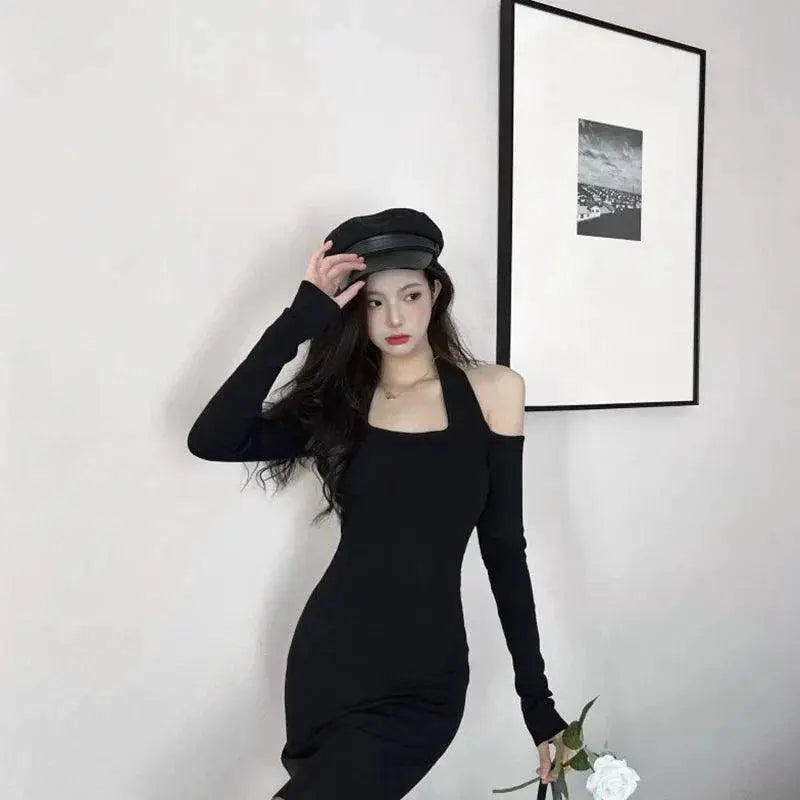 Strapless Knitted Dress Halterneck For Autumn Comfort