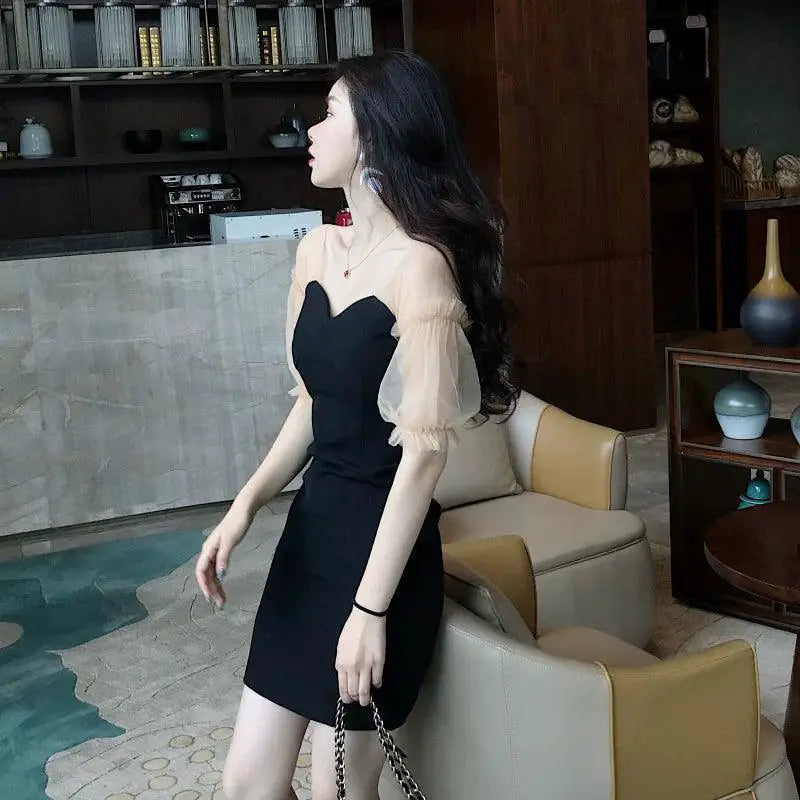 Black Off Shoulder Party Dress Elegant Summer Style
