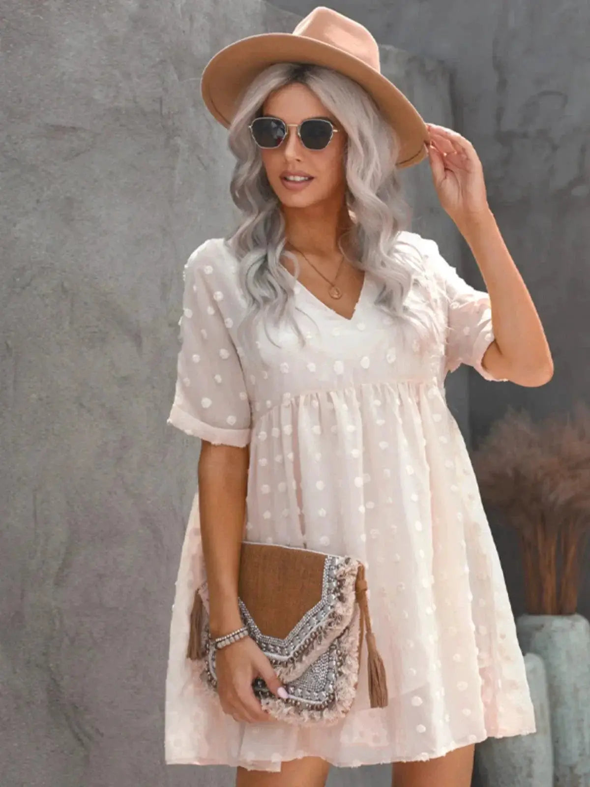 Summer New V Neck Elastic Band Dress For Women Casual Party