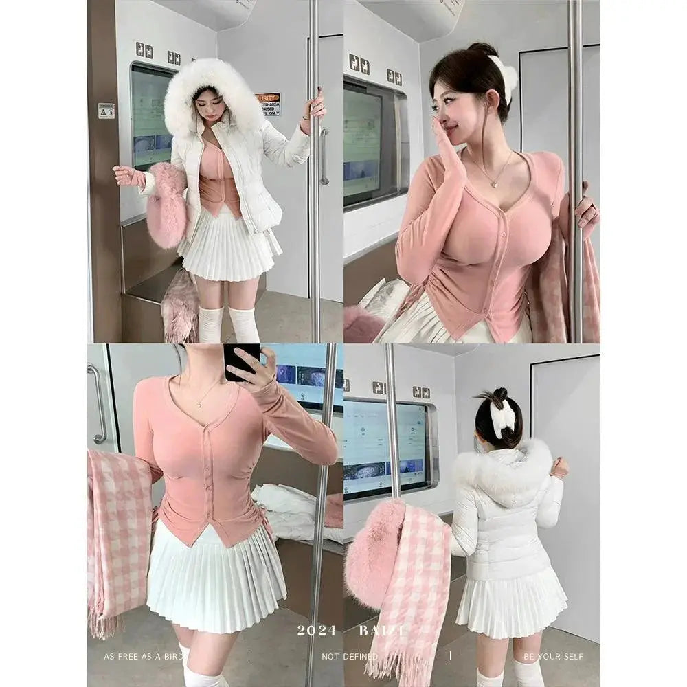 Cloud Chic V Neck Slim Fit Top for Women Elevate Style
