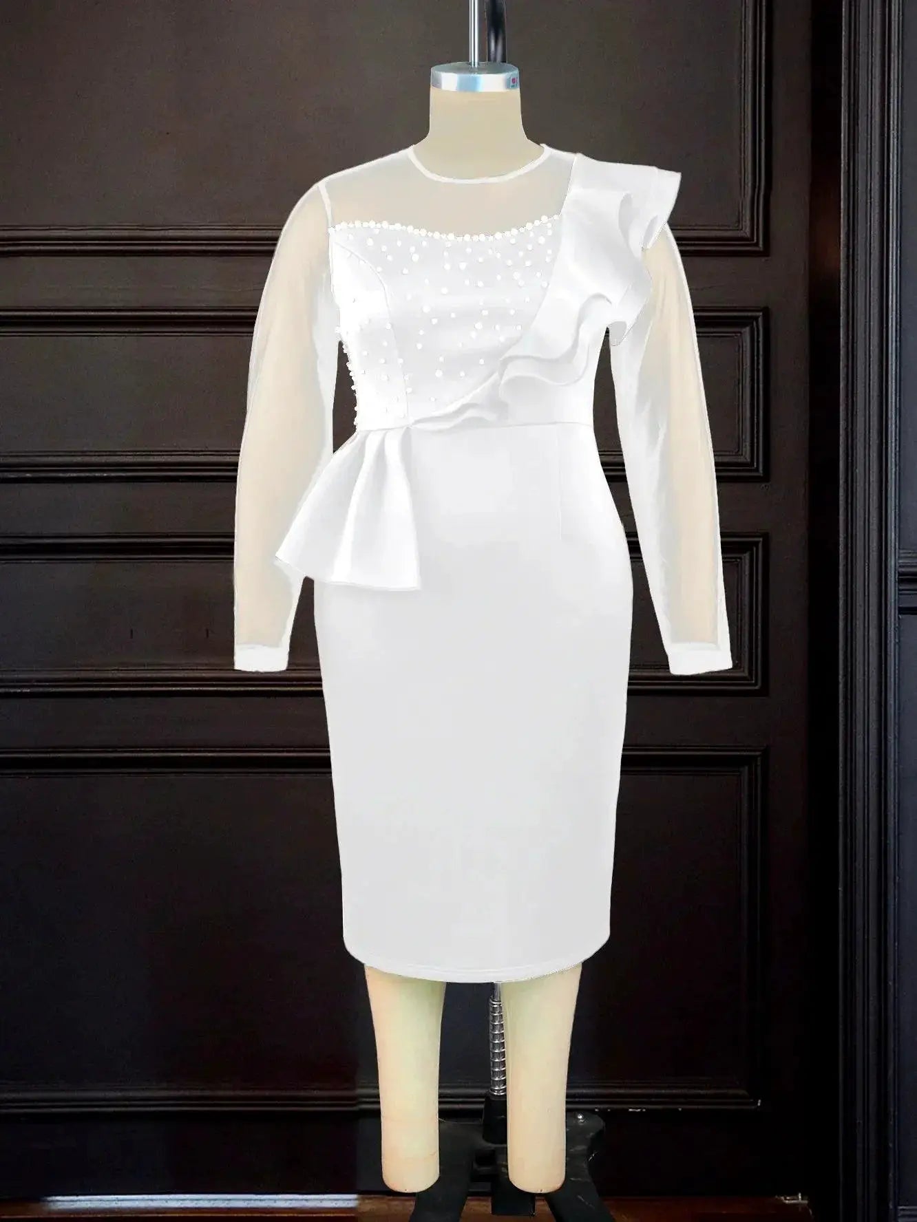 Elegant Mesh Beads Plus Size Party Dress Glamour Chic