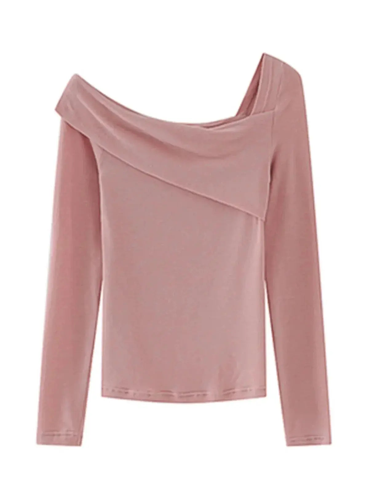 Pink Off Shoulder Slim Fit T Shirt Korean Chic Style