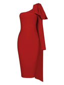 Orange One-Shoulder Bandage Dress Sophisticated Winter Statement