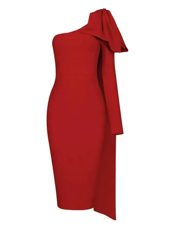 Orange One Shoulder Bandage Dress Winter Statement