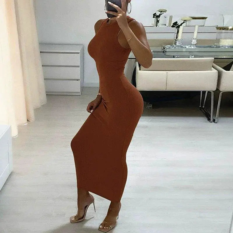 Ahagaga Elegant Sleeveless Maxi Dress for Chic Women