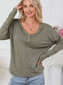 Women's V Neck Top for Fall Comfort
