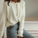 Fashion Raglan Knitted Lace Collar Pullover Chic For Women