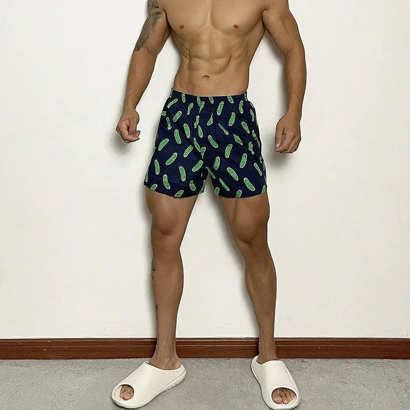 Uawo Men Home Casual Breathable Sweat Absorbing Shorts