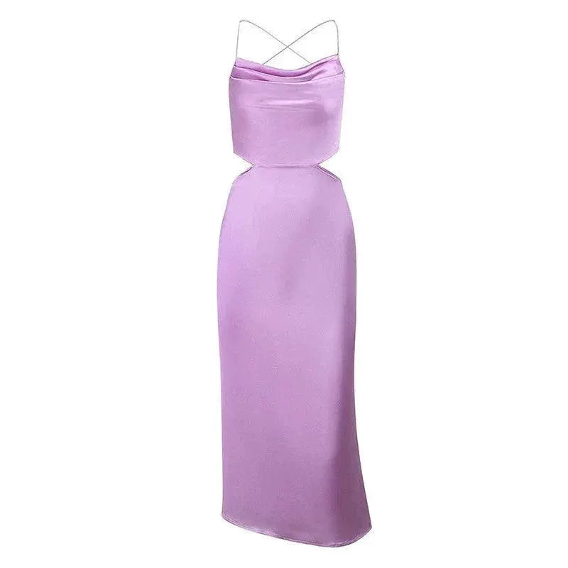 Backless Collar Dress Streetwear Elegance for Autumn Winter
