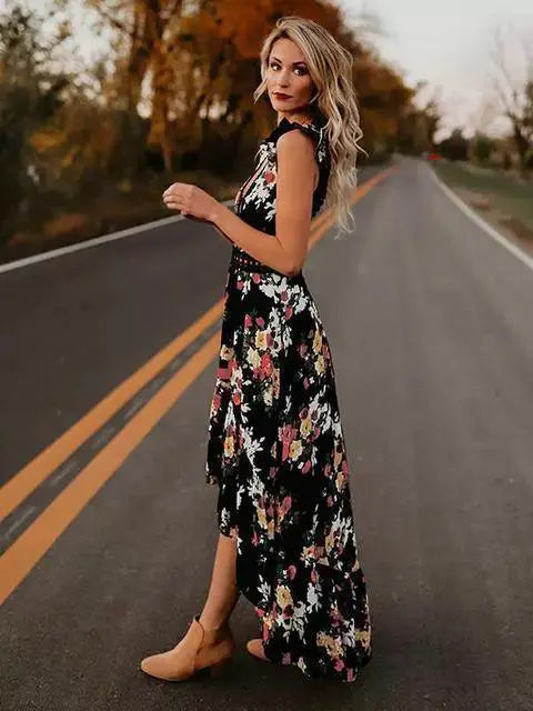 Floral Backless Beach Dress Boho Chic Summer Style